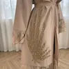 Etnik Giyim Moda Müslüman Cobe Tırnak Boncuklar Bayanlar hırka Kaftan İşlemeli dikiş Maxi etek Jilbab İslami Elbise Abaya Aplike