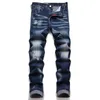 Mäns jeans Män tårar jeans lyx varumärke mäns snäva jeans ljus blå hål långa jeans högkvalitativa mäns elastiska smala fit jeans mode jeans 28-38 230410