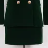 Costumes pour femmes Blazers S XXL haute qualité automne hiver mode couleur Pure vert velours Double boutonnage mince à manches longues haut jupe courte femme ensemble 231110