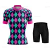 Ensembles de course femmes cyclisme maillot vélo montagne route vtt haut femme vélo chemise à manches courtes équitation vêtements été blouse argyle diamant