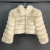 Kvinnors päls faux kvinnor jacka kappa real tvättbjörn silver vinter jackor kvinna kort hög midjekläder senaste design 231109