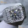 Solitionaire Ring Wong Rain Real 925 стерлинговый Sier 3ex Round 5ct VVS1 GRA Прошел тест Diamond D Moissanite для женщин подарки подарки Deli DH23W