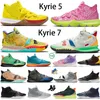 Kyrie 7 5 Bob Esponja Calça Quadrada Patrick House 1 Mundo 1 Pessoas Yellow Visions Ky-D Weatherman Concepts Copa Branco Preto Raygun Azul Pale Ivory tênis de basquete masculino