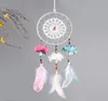 Bröllopsdekoration Handgjorda drömfångare Net med fjädrar Flower Wind Chimes Dreamcatcher Hanging Craft Party Gift3592150