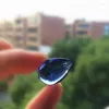 Chandelier Crystal 12pcs/lot 16 22mm Smooth Blue Glass Tear Drop Pendants (Free Rings)For Chandelier/ Curtain Parts Diy Jewelry