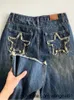 Frauen Jeans Frauen blau breit G Jeans Star Tasche Vintage Straight Hosen hohe Taille Baggy Streetwear Casual Jeanshose Ladies 2022 Neu 0410H23