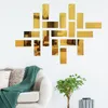 Yaratıcı Duvar Çıkartmaları Geometrik Tasarım Akrilik Ayna Sticker Oturma Odası Yatak Odası Sundurma TV arka plan duvar dekoru 18pcs/set