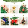 Dekoracje świąteczne 24 cali mini drzewo sztuczne świąteczne z 60 światłami LED Topper i wiszące ozdoby małe 231110