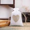 Gift Wrap 50 Pcs/Lot Heart Shape Jute Drawstring Bags 10x14cm Jewelry Small Pouches Wedding Christmas Gift Package Pocket 231109