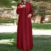 Etniska kläder kvinnor abaya långärmad enkel klänning muslimsk stor storlek o-hals casual kvinnor vår och höst lös