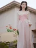 Casual Dresses 2023 Summer French Elegant Vintage Strap Dress Fairy Party Princess Solid Lace Midi Cardigan Women 2 Piece Set