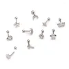 Boucles d'oreilles à tige 1Pc couleur argent CZ Cartilage boucle d'oreille en acier inoxydable coeur lune petite conque Tragus Piercing bijoux