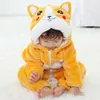 Barboteuses Kigurumi pyjamas pour enfants flanelle mignon bébé barboteuse licorne Panda dinosaure enfants Onesies Costumes hiver garçons filles Jumpusit 231109