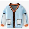 Jackets 2023 Autumn Toddler Boys Knitted Sweater Baby V neck Cardigans Outwear Children Clothes Kids Girls Knitwear Jacket 231109