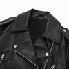 Women's Jackets Style Lapel Long-sleeved Fashionable And Versatile Imitation Leather Jacket PU Slim With Belt