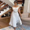 Work Dresses White Casual Two Piece Set Women Outfit 2023 Off The Shoulder Drawstring Ruched Button Crop Top And Pleated Skirt Sets Clubwear