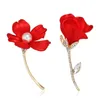 Broschen Strass Rote Blume Für Frauen Elegante Tulpe Perle Blumenstrauß Revers Anzug Kleid Pins Hochzeit Abzeichen Schmuck