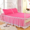 Saia da cama 3 pedaços de cama 1 cama de renda 2 travesseiros de renda romântica Ruffled Princess Bedding 230410