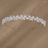 Fermagli per capelli SLBRIDAL Lega di lusso Strass Fiore Zircone cubico Bidal Tiara Corona Matrimonio CZ Accessori per capelli Gioielli per ragazze da donna