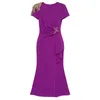 Casual Dresses Summer Purple Nail Diamond Elegant Warm Tight Waist Fishtail Evening Dress 230410