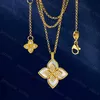 Dzd2 Pendant Necklaces Pendant Necklaces Rc Italy Brand Clover Designer Pendant Necklaces Rhombic Four Leaf Shining Diamond Crystal 18k Gold Sweet Flower Turquois