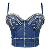 Kvinnors tankar mode handgjorda pärlor bralet korsar korta bustier bh beskurna topp sexiga denim streetwear fashio sommar 2023