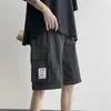 Erkek Şort Yaz Techwear Hong Kong tarzı Öğrenciler Yakışıklı düz beşinci pantolon Kore trend gevşek bol bol rahat pantolon 230410