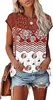 Womens Cap Sleeve Tops 2023 Trendy Floral Print Summer Tops Loose Fit Lace T Shirts Blouses