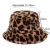 Breda brimhattar Bucket Ins Autumn and Winter Leopard Print Mönster Fisherman Hat Women's Fleece Tjock Cow Pot Fashion Versatile Bowler Caps 231110