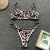 Duas peças ternos 2023 moda bikini conjunto mulheres sexy leopardo impressão maiô feminino string swimwear beach outfits tanga maiô push up vestido 231109