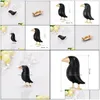 Anstecknadeln Broschen Anstecknadeln Schmuck Krähenbrosche Schwarze Farbe Vogel Emaille Für Männer Frauen Anzüge Kleid Hut Kragen Tiergeschenke Drop Delivery 2021 Dh7Kd