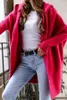 Damestruien Elegante lange hoodies Vest voor dames Trui Kantoor Knitwear Rood Bovenkleding Truien Wolmixen Roze jas Mujer Vesten J231110