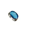 Cluster Rings Foydjew Retro Thai Silver Blue Epoxy Harts Open For Women Niche Design Fashion Personlighet Luxur Lucky Letter Ring