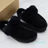 Women Men Warm Slippers Boots Winter Men'S And Women'S Cow Split Leather Cotton Shoes Leather And Fur Integrated Snow Half Plush Slippers Boots