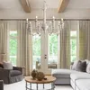 Chandeliers French Country White Wood Chandelier Living Room Creative Bedroom Decoration American Retro Dining Lamp