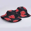 Berretti Estivi Cappelli da pescatore all'aperto Anime giapponesi Red Cloud Stampato Panama per donna Uomo Cotone Casual da viaggio Berretto da sole Pescatore