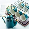 カップソーサーJuego de Tazas reutilizables para el hogar platillo lujo estilo color azul