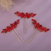 Headpieces 13Colors Black Rhinestone Hair Pins For Women Wedding 3pcs Silver Pearl Bridal Headpiece Handmade Accessories Red Tiaras