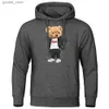 Moletons masculinos moletom esportivo Teddy Bear com as mãos nos bolsos Mens Hoodies Street Hip Hop Hoody Pocket Fleece Moletom Crewneck Pulôver Homens Roupas Q231110