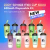 elektronische Zigarette Savage Vape Max Cup 6000 10000 Puffs Dampfs Deschierbare Puffstangen 650mah wieder aufladbare Batterie Puff 8K Einweg -Vape -Stift -Kit 5% Pods