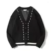Męskie swetry 2023 Autumn luksusowe dzianinowe drukowane guziki sweter sweter z długim rękawem swobodny streetwear luźne stylowy płaszcz rekreacyjny