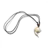 Pendant Necklaces Hawaii Resin Imitation Fish Necklace White Carp Adjustable Black Leather Cord Seaside Surfer Choker Jewelry