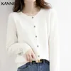 Kvinnors stickor Tees Women's Sweater Cashmere Cardigans V-Neck Single Breasted Short Slim Lady Brown Knitwear Tops Solid Korean Femme Cardigan 231109