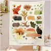 Tapestries Mushroom Tapestry Wall Hanging Plant نحت زهرة التوضيح الخريطة الفنية