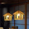 Chandeliers Mifuny Chandelier 수제 대나무 직조 동남아시아 이국적인 작은 집 식당 EL 천장 조명 LED 램프