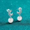 Boucles d'oreilles AZ880-E Lefei Mode Diamant Ensemble Fine Moissanite Lune C Perle Charmes Femmes 925 Argent Fête Élégant Bijoux Cadeau