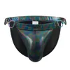 Heren zwemkleding mannen briefs badmode zwempak sexy glanzend pu lederen zakje gespog surfen zwembroek strand bad bikini ondergoed 230410