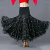 Stage Wear Print Big Wing Ballroom Jupe Valse Flamenco Dance Jupes Pratique Robe