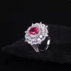 Clusterringe GEM'S BALLETT 925 Sterling Silber Vintage Art Deco Ehering Oval Lab Created Ruby Verlobungsgeschenk für Frauen Feiner Schmuck