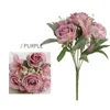 Fiori decorativi Simulazione domestica Gigli di seta Bouquet di rose Decorazione della camera da letto Fiore artificiale Giglio di fiocco di neve Fragrante principessa rosa